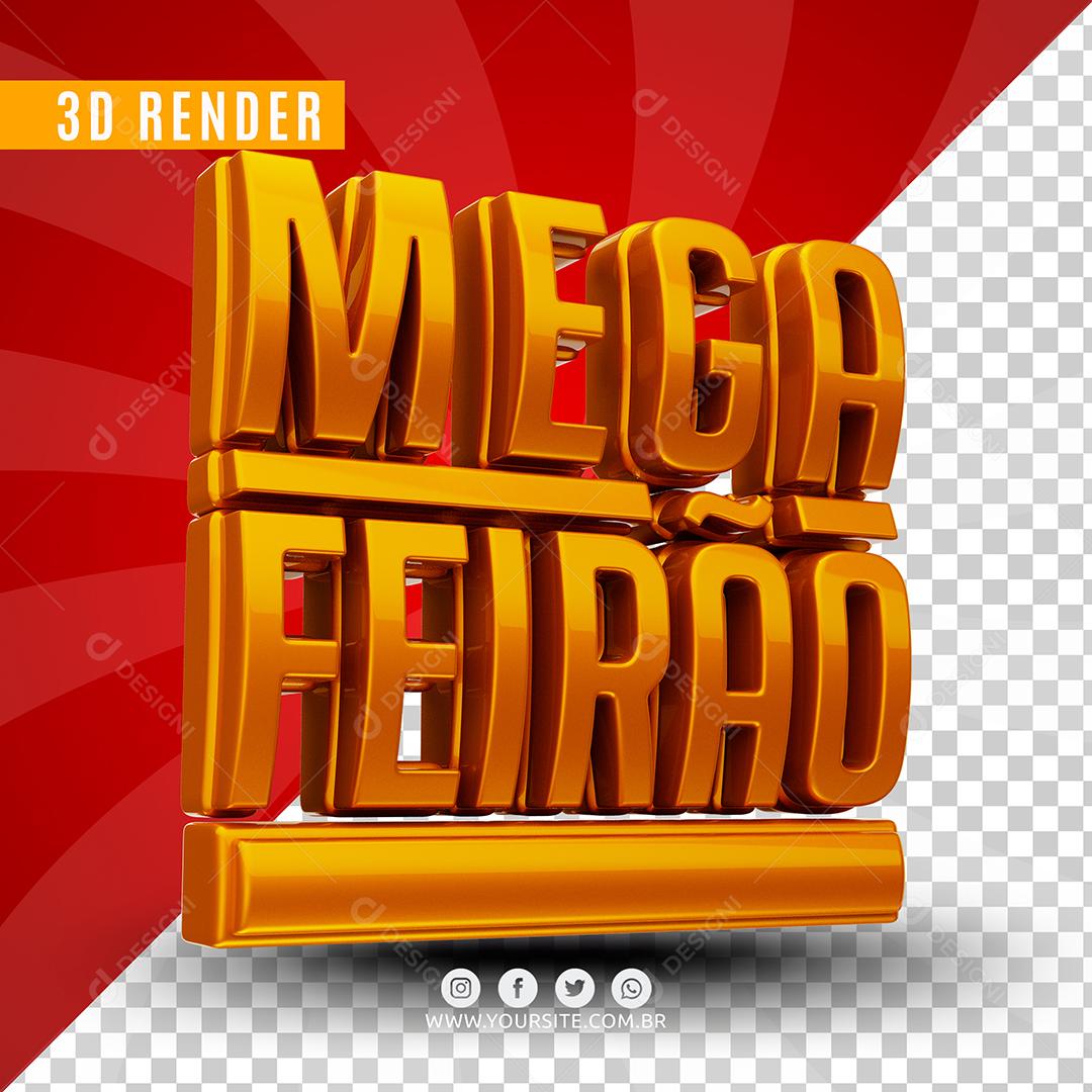 Texto 3D Mega Feirão Dourado Para Composição PSD