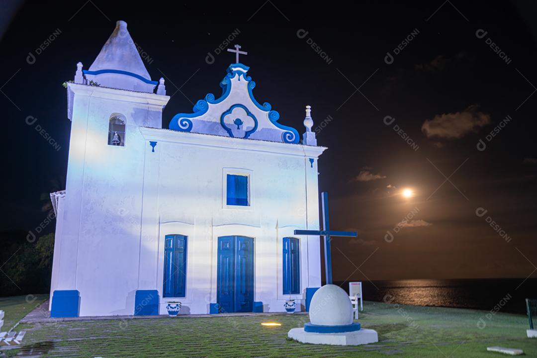 Vista aérea da igreja de nossa senhora da concepção na cidade de Santa Cruz Cabrália, no sul da Bahia