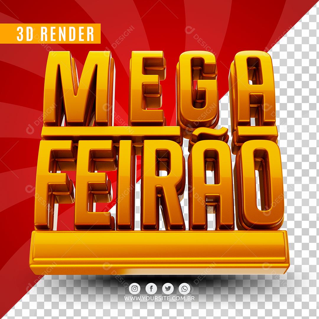 Mega Feirão Dourado Texto 3D Para Composição PSD