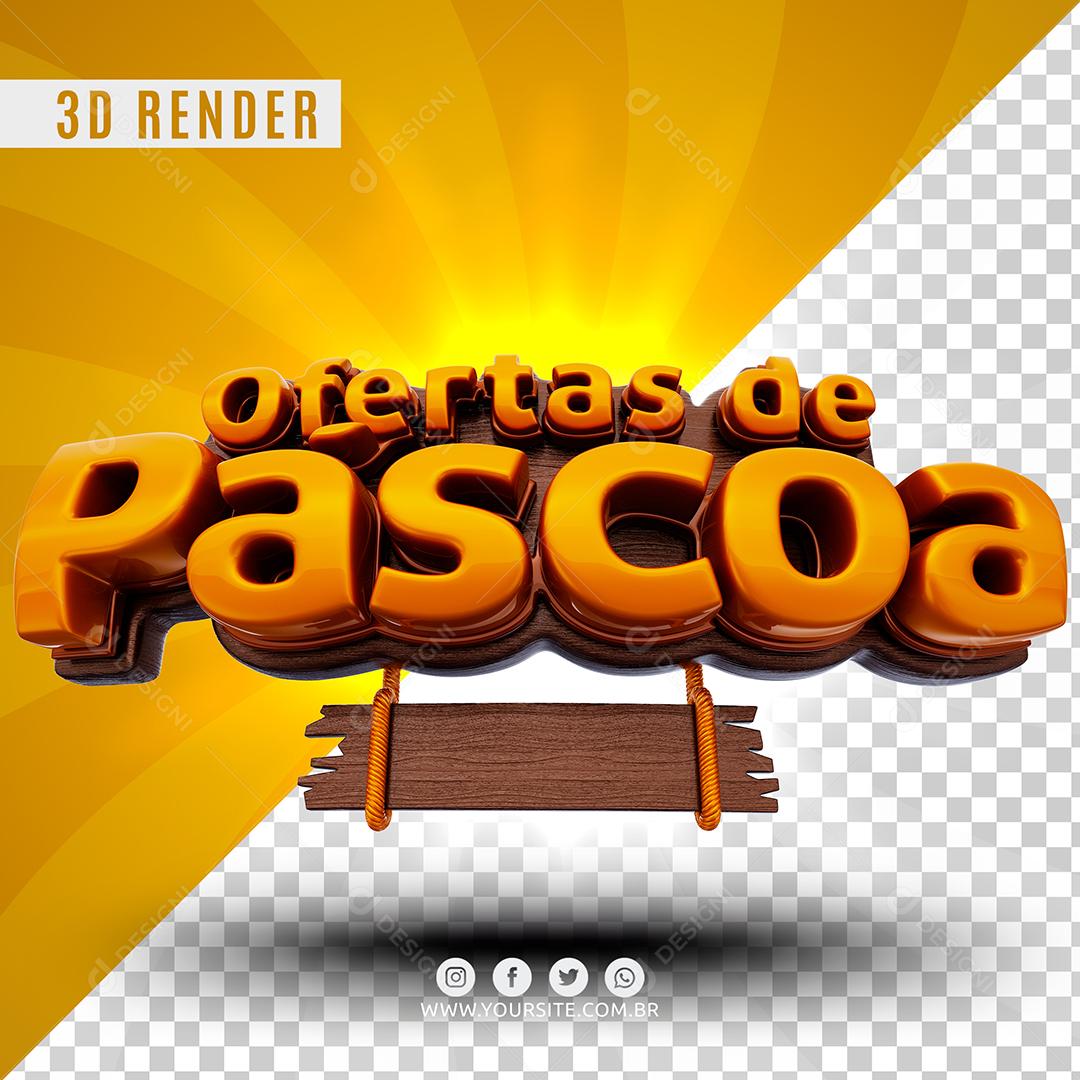 Ofertas de Páscoa Selo 3D Para Composição PSD
