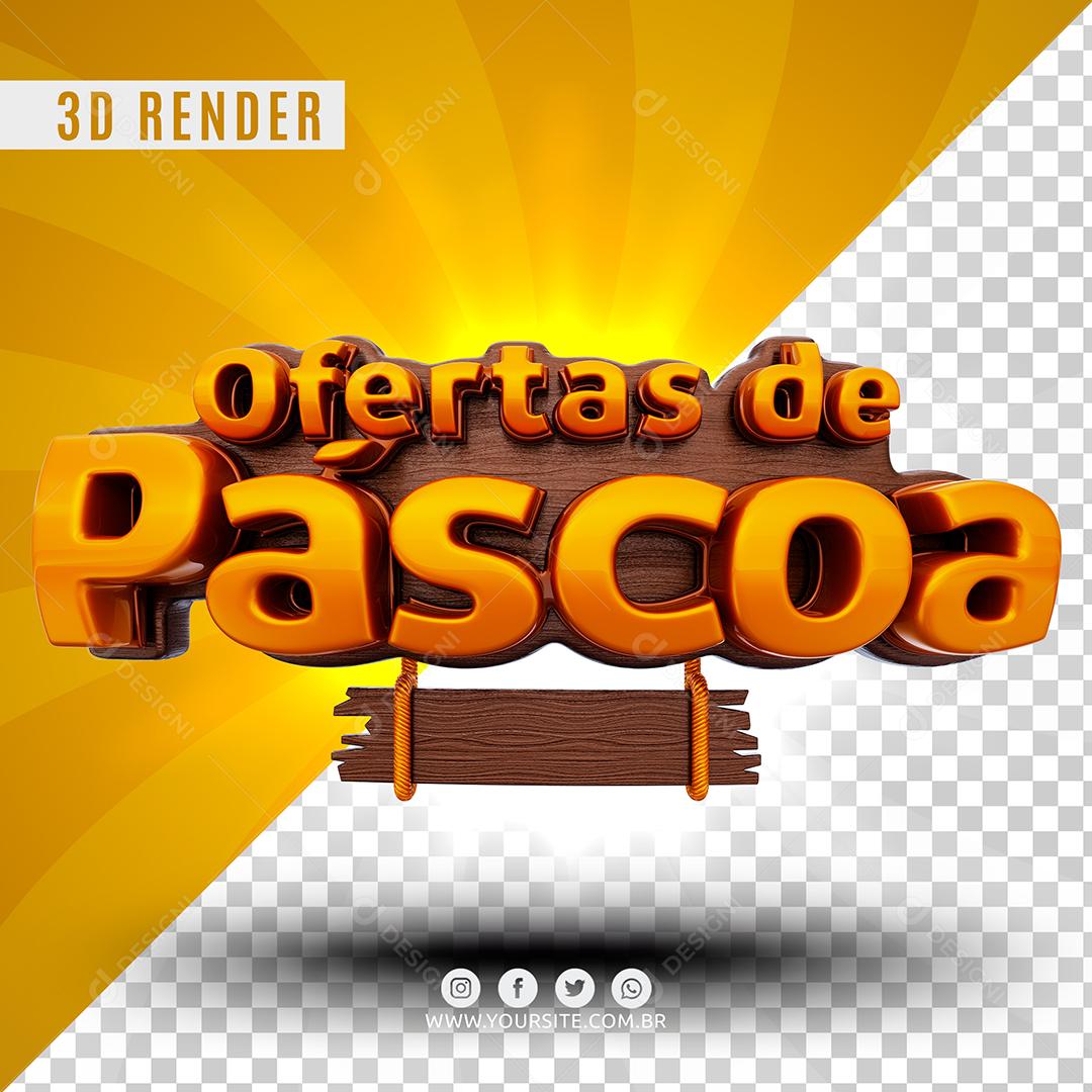 Selo 3D Ofertas de Páscoa Para Composição PSD