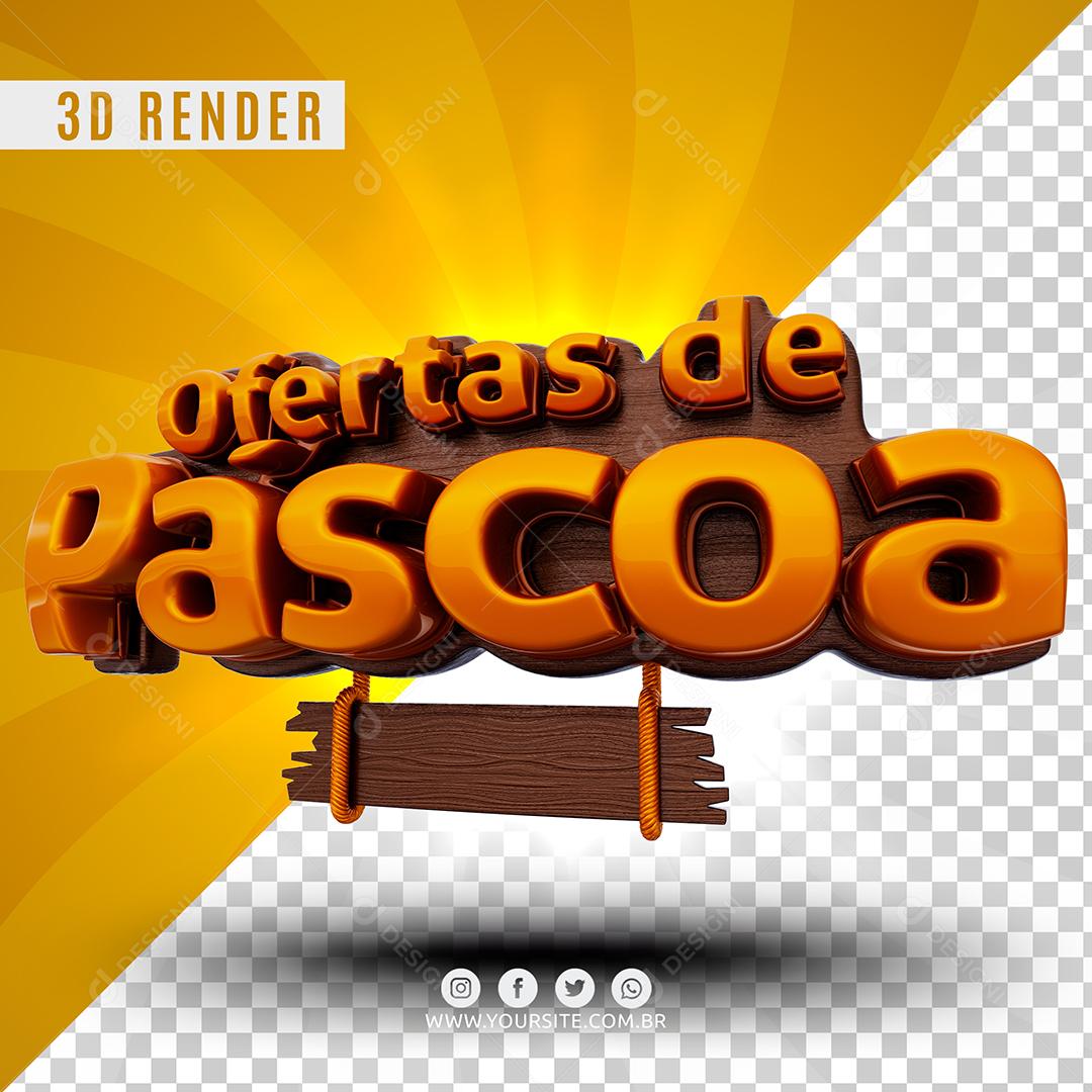 Selo 3D Ofertas de Páscoa Para Composição PSD