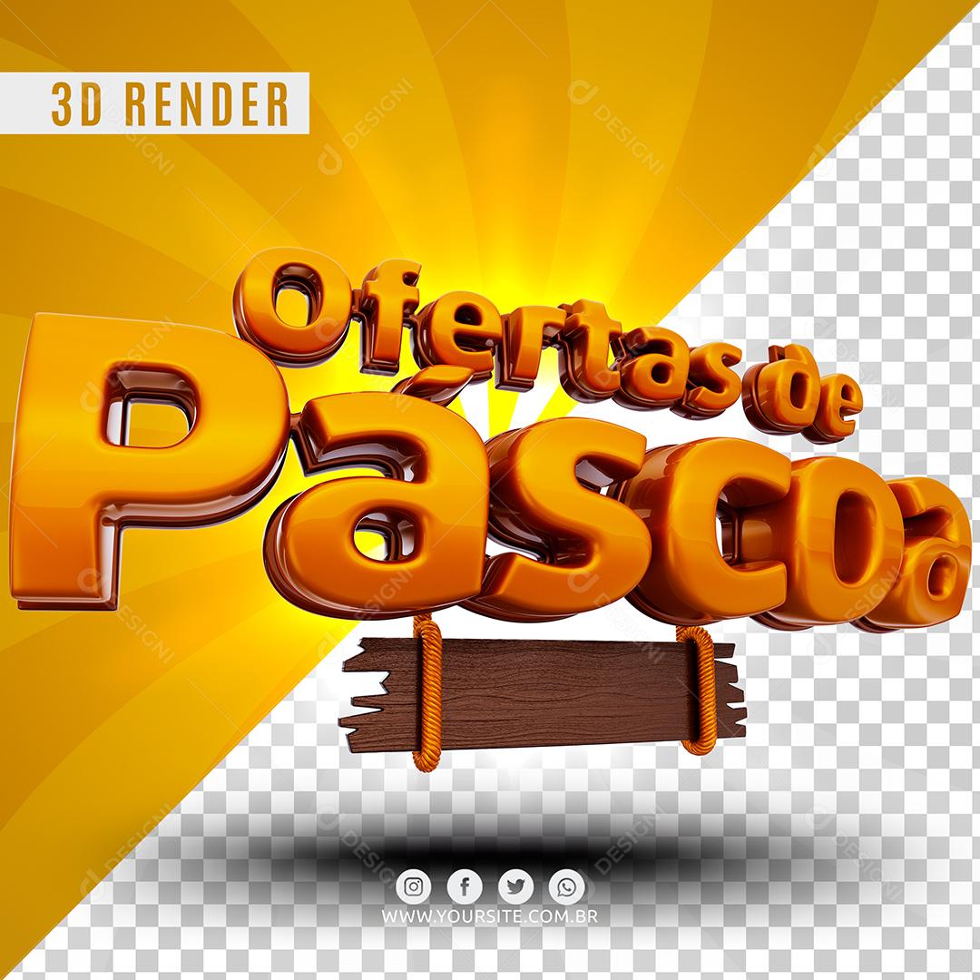 Ofertas de Páscoa Texto 3D Para Composição PSD