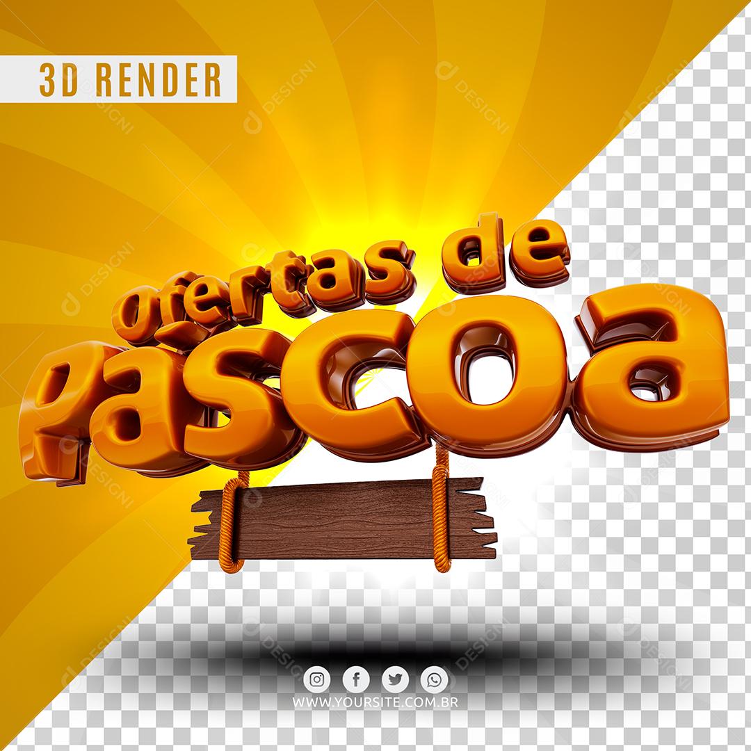 Ofertas de Páscoa Texto 3D Para Composição PSD