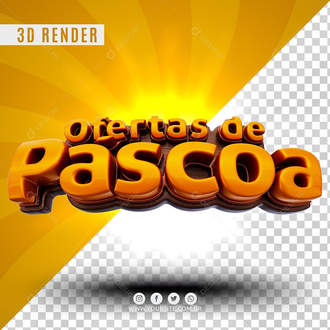 Texto 3D Ofertas de Páscoa Para Composição PSD