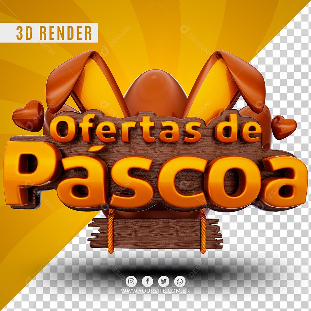 Selo 3D Ofertas de Páscoa Para Composição PSD