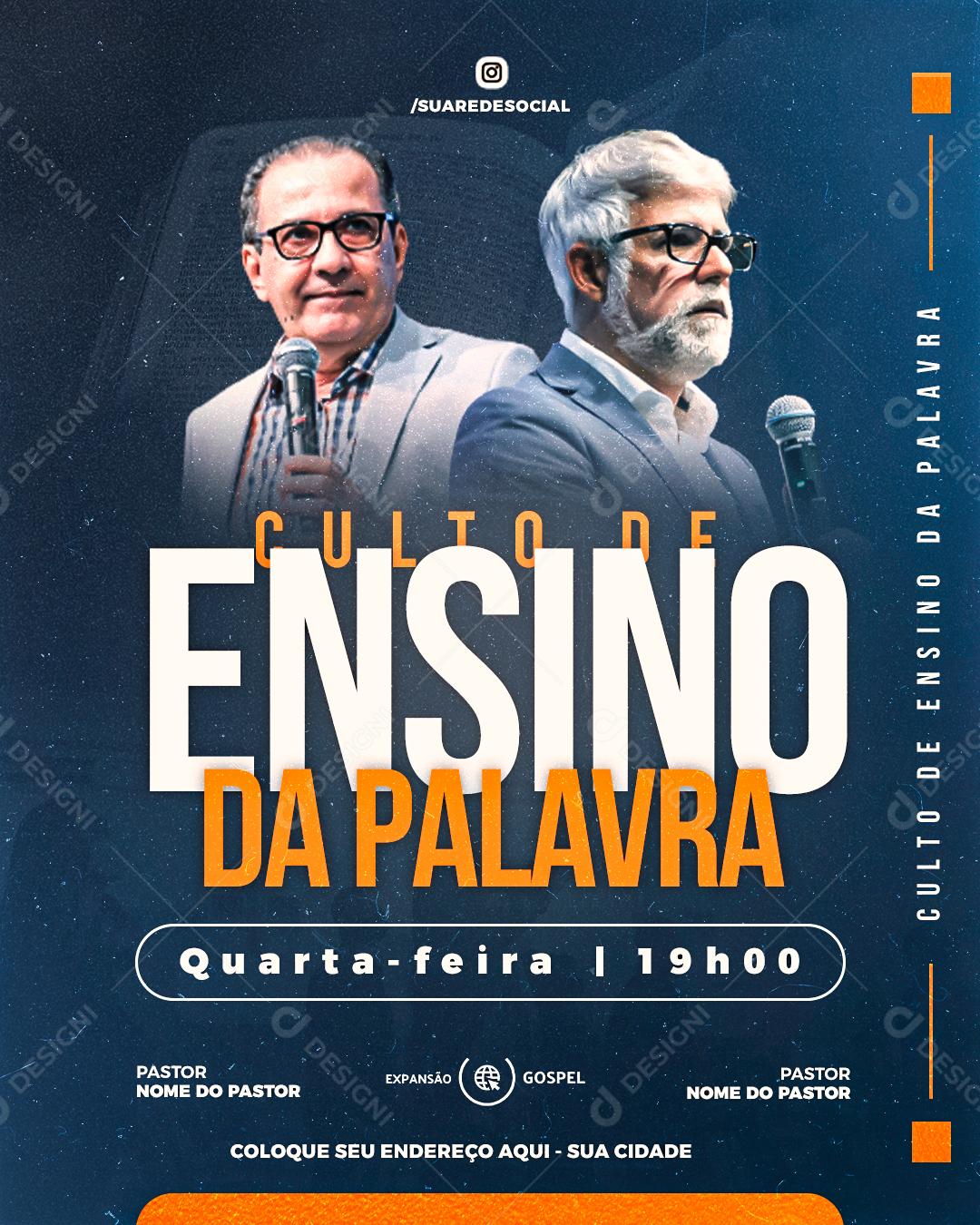 Culto Dos Jovens Da Palavra Quarta Feira Social Media PSD Editável