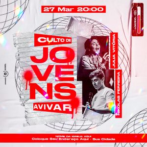 Culto Dos Jovens 27 De Março Culto De Avivar Social Media PSD Editável