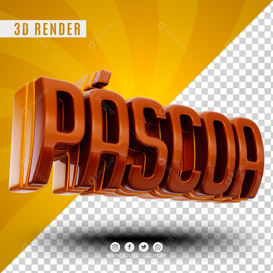 Páscoa Chocolate Texto 3D Para Composição PSD