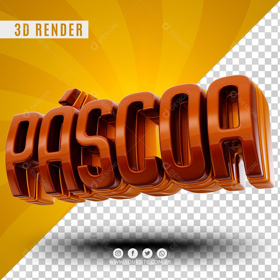 Texto 3D Páscoa Chocolate Para Composição PSD