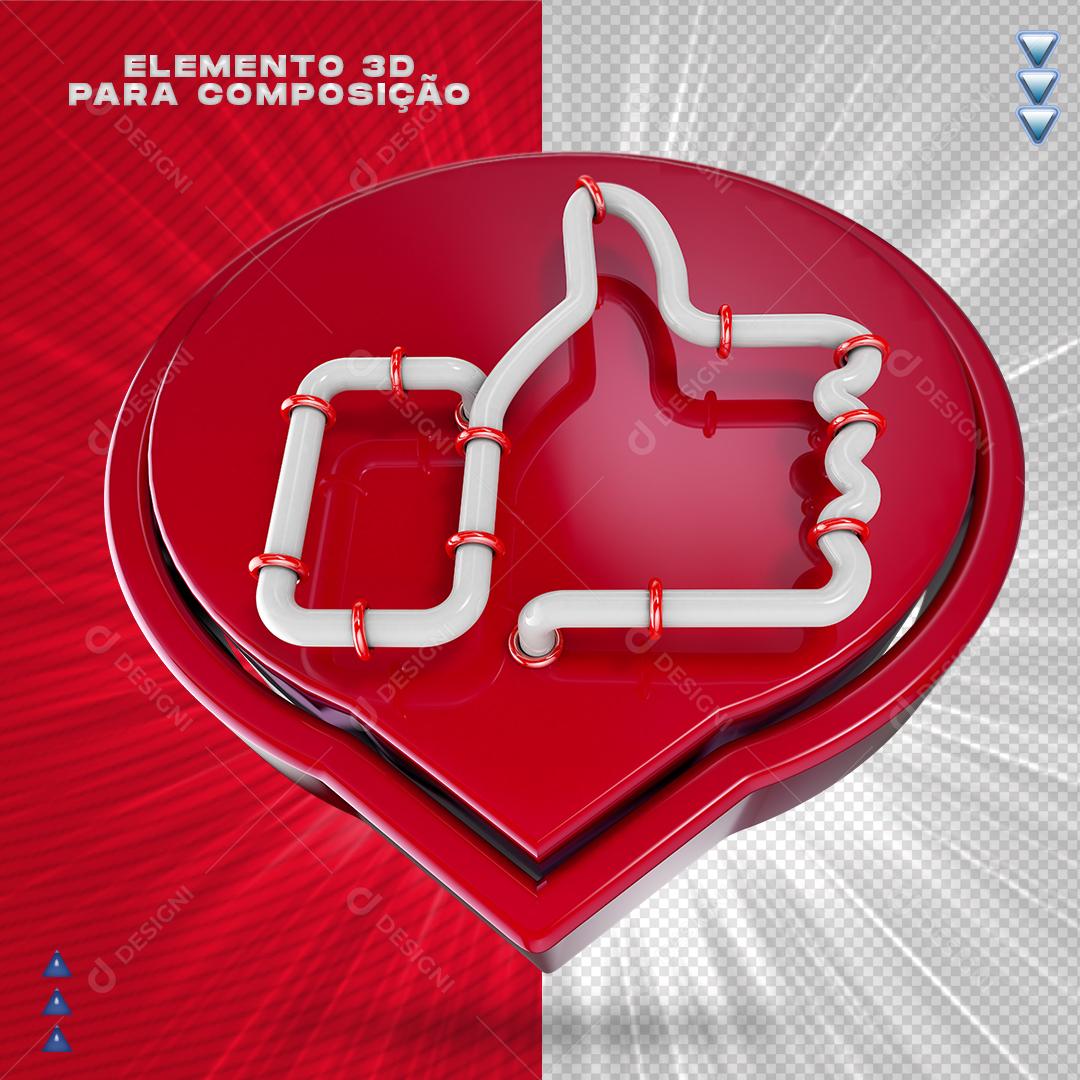 Like Elemento 3D Para Composição PNG Transparente Sem Fundo