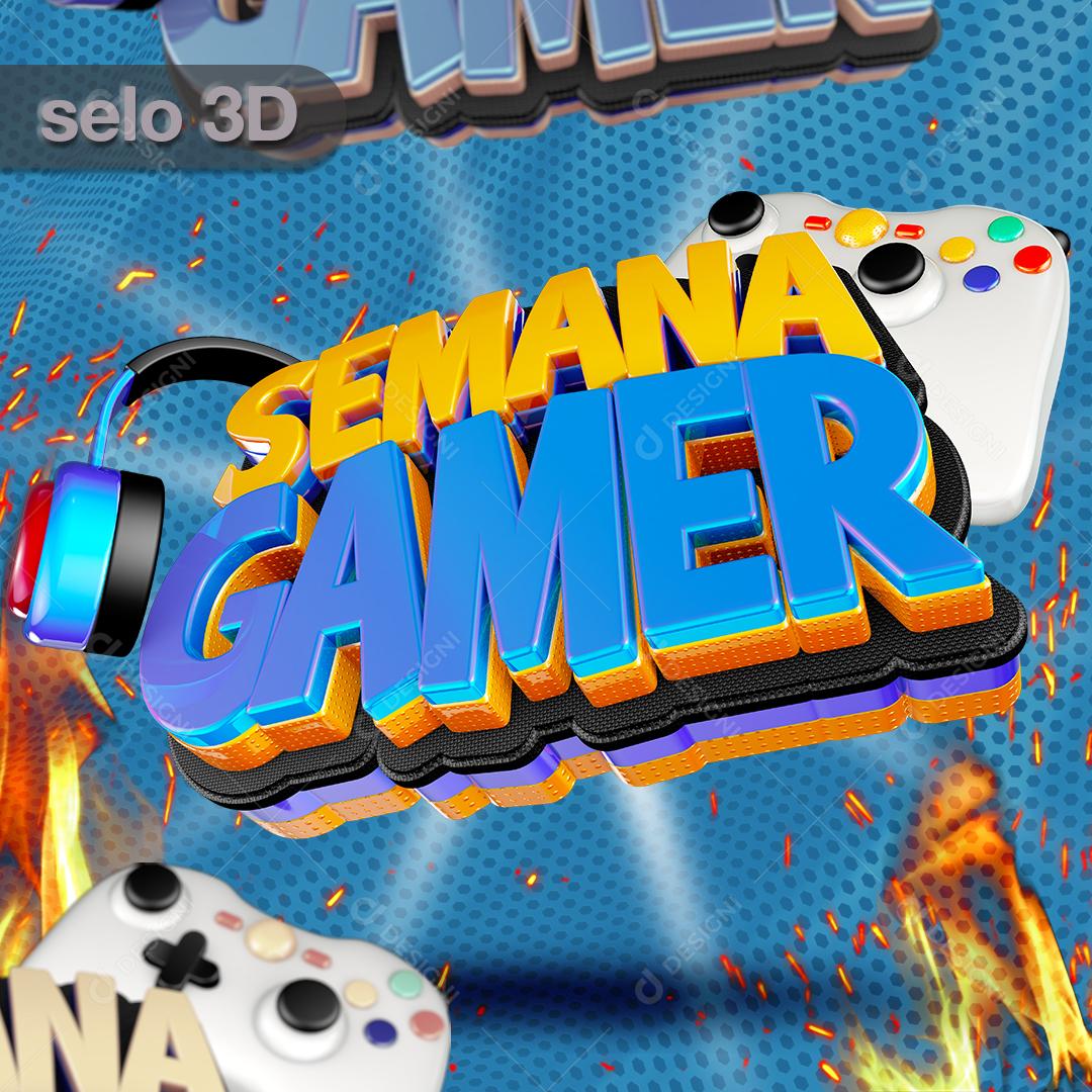 Selo 3D Semana Gamer Para Composição PNG Transparente Sem Fundo