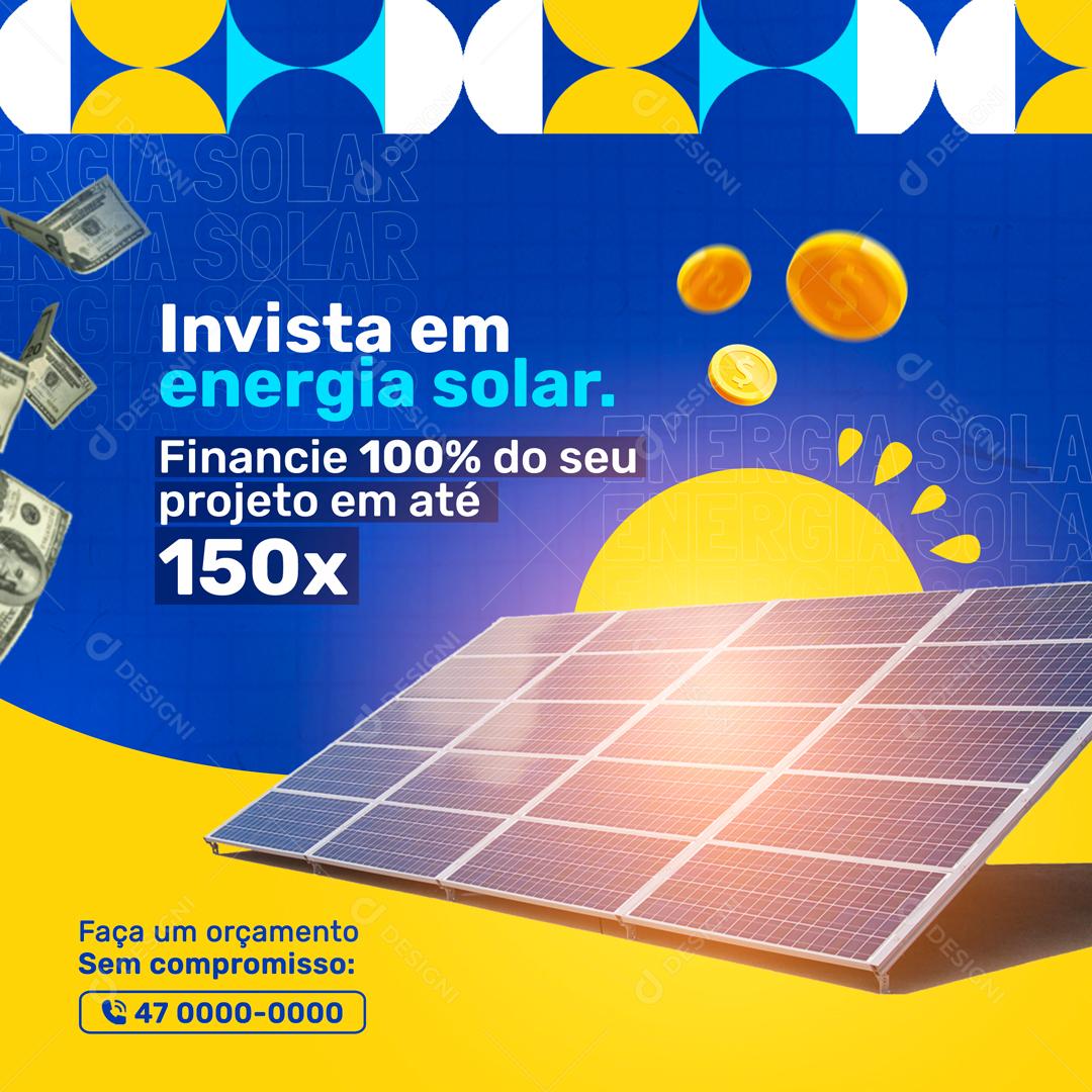 Invista Em Energia Solar Financie 100% Do Seu Projeto Social Media PSD Editável