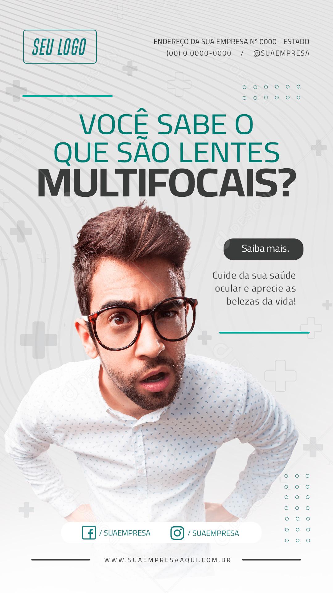 Social Media Você sabe o que são lentes Multifocais Ótica PSD Editável