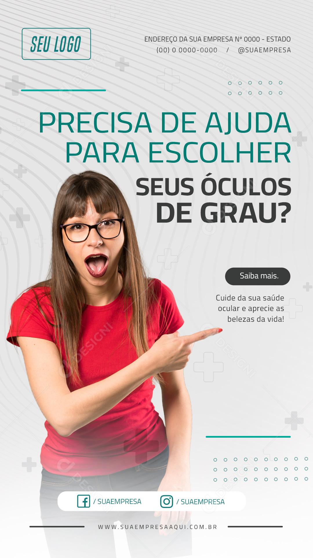 Social Media Precisa de ajuda para escolher seus óculos Ótica PSD Editável