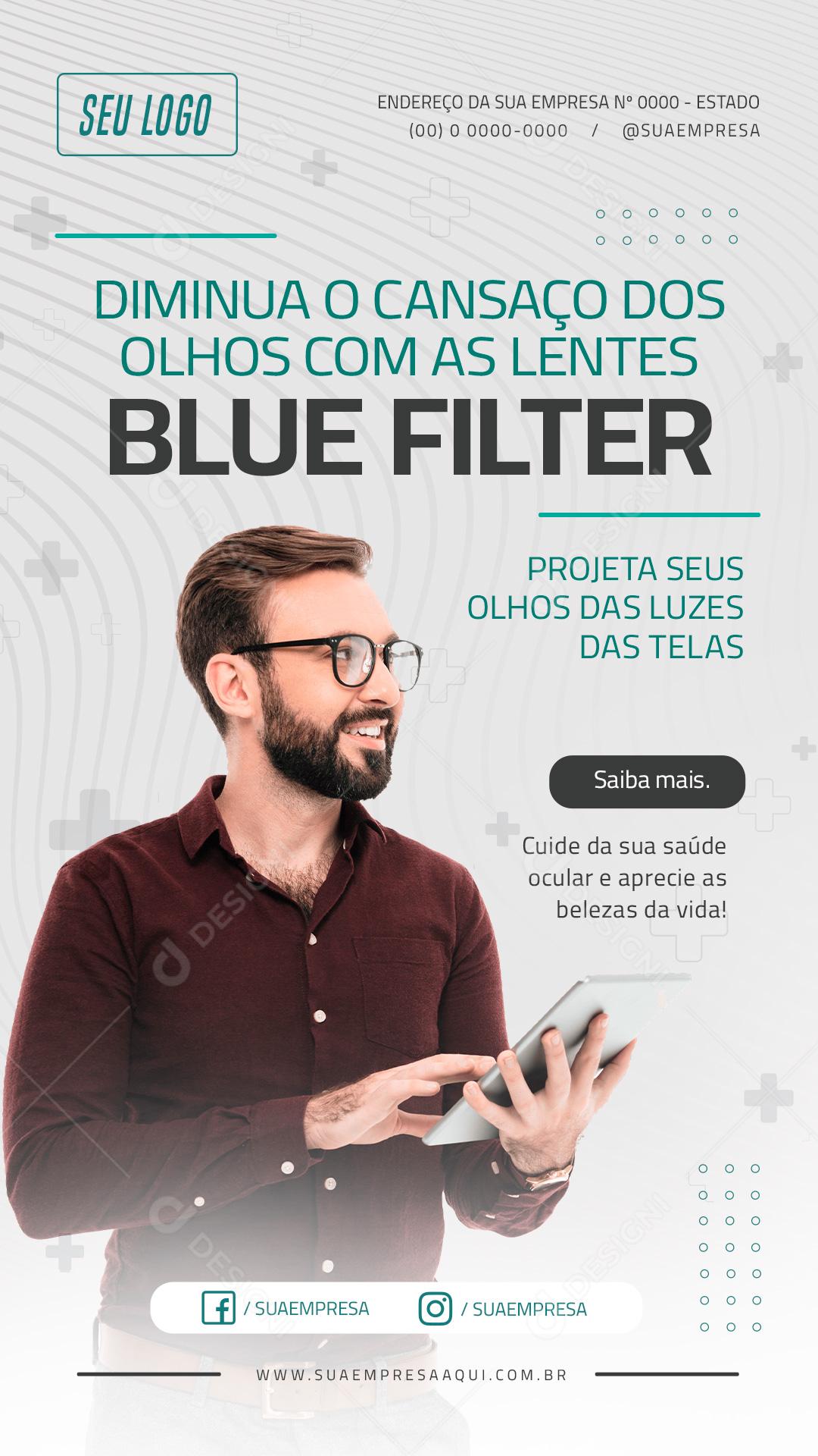 Social Media Diminua o Cansaço dos olhos com as lentes ótica PSD Editável