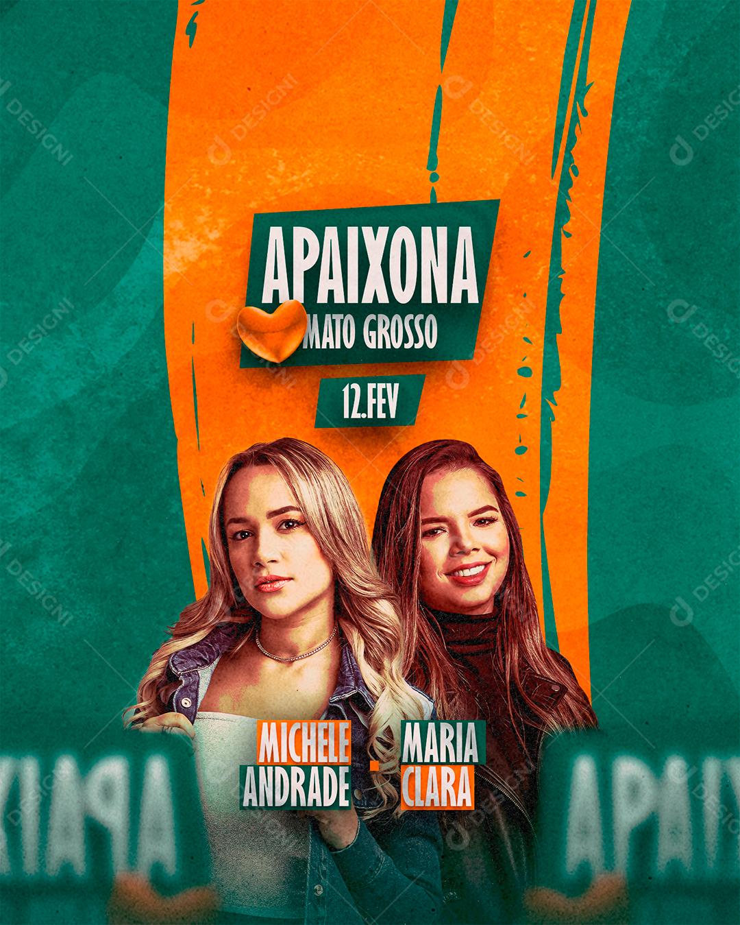 Social Media Apaixona Michele Andrade Maria Clara Flyer PSD Editável