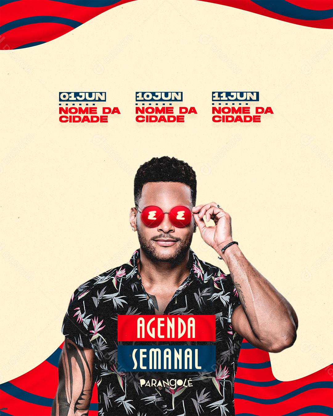 Social Media Agenda Semanal Flyer PSD Editável