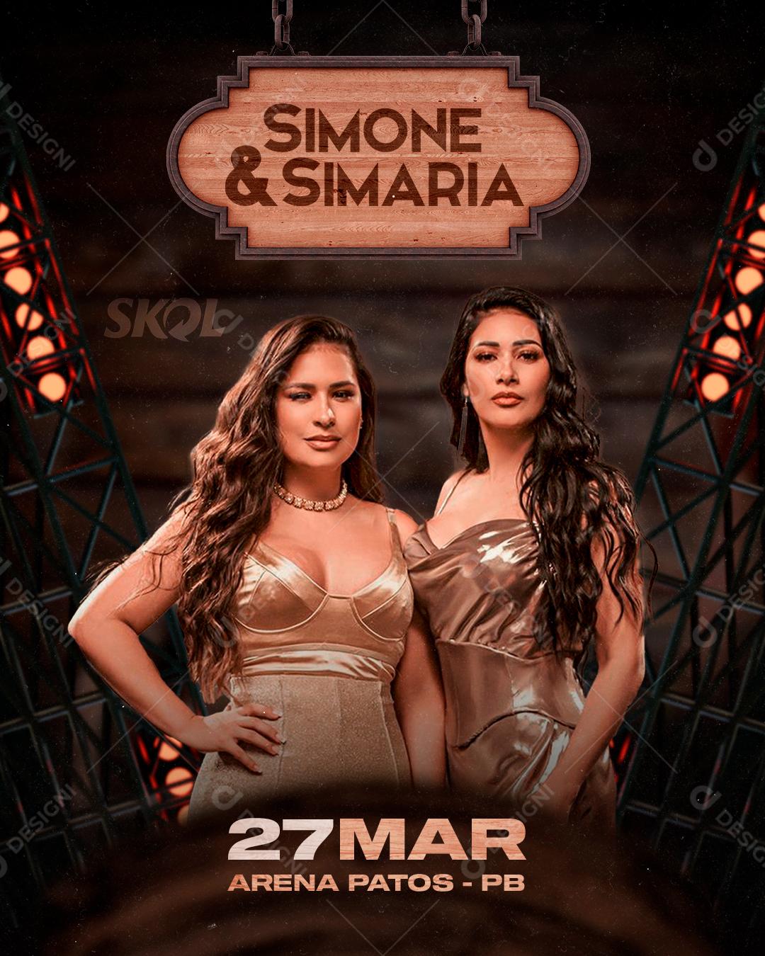 Flyer Simone e Simaria Open Bar Social Media PSD Editável