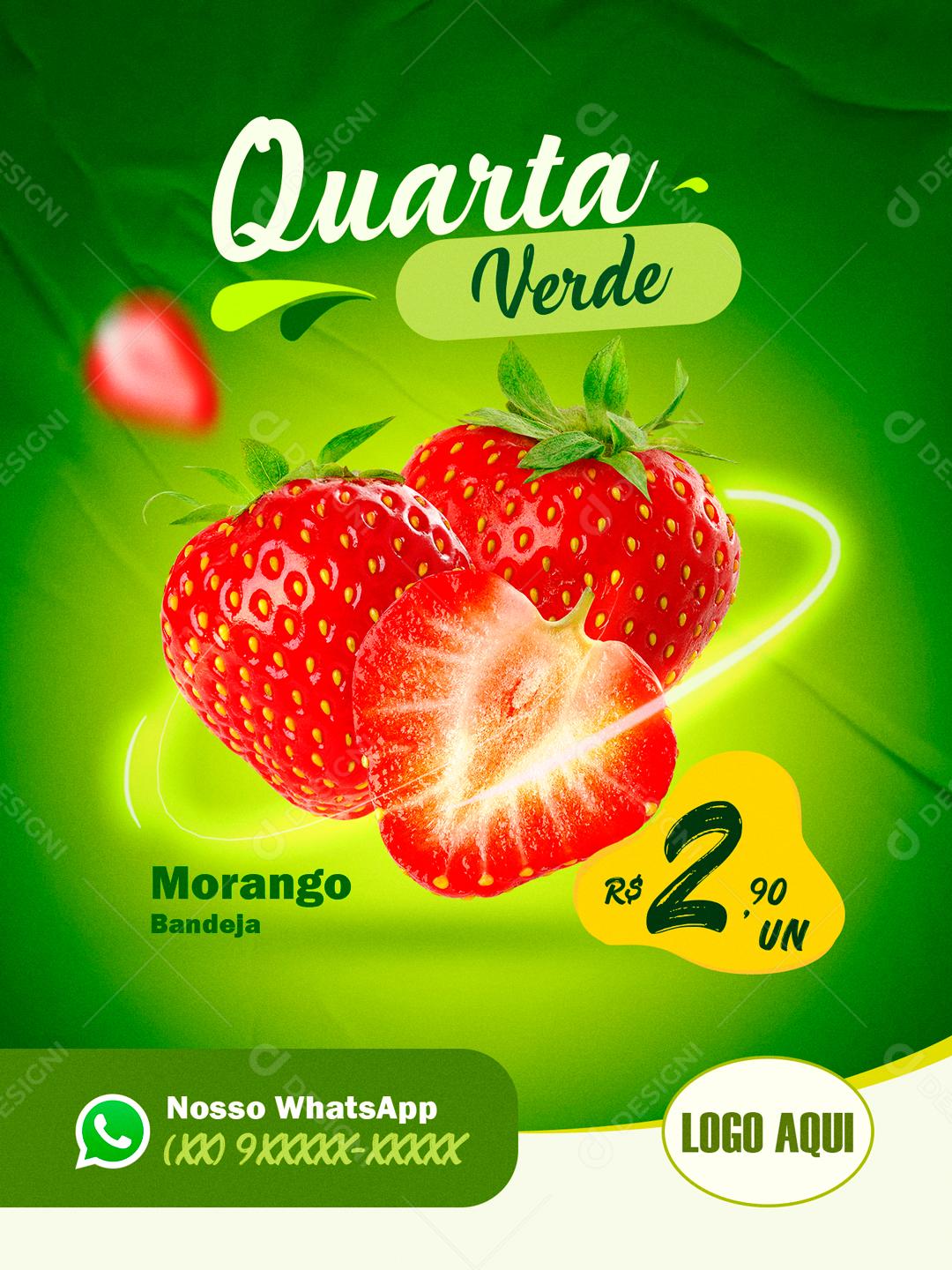 Social Media Quarta Verde Morango Hortifruti PSD Editável