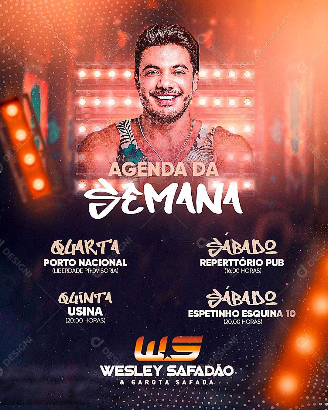 Social Media Agenda de  Show Wesley Safadão Flyer PSD Editável