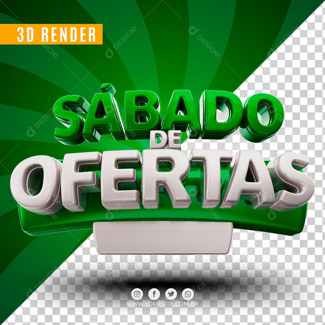 Sábado de Ofertas Verde e Branco Selo 3D Para Composição PSD