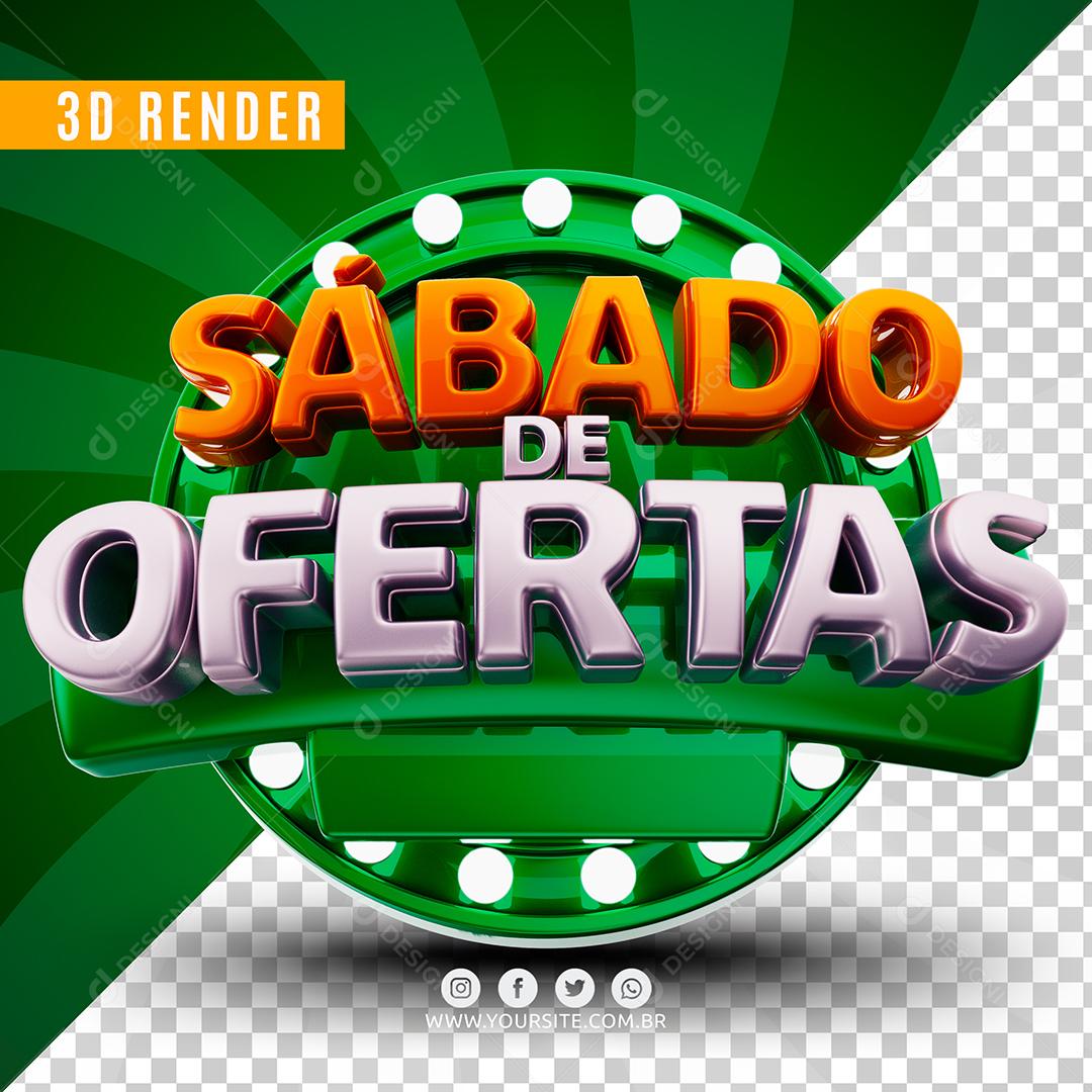 Sábado de Ofertas Branco e Amarelo Selo 3D Para Composição PSD