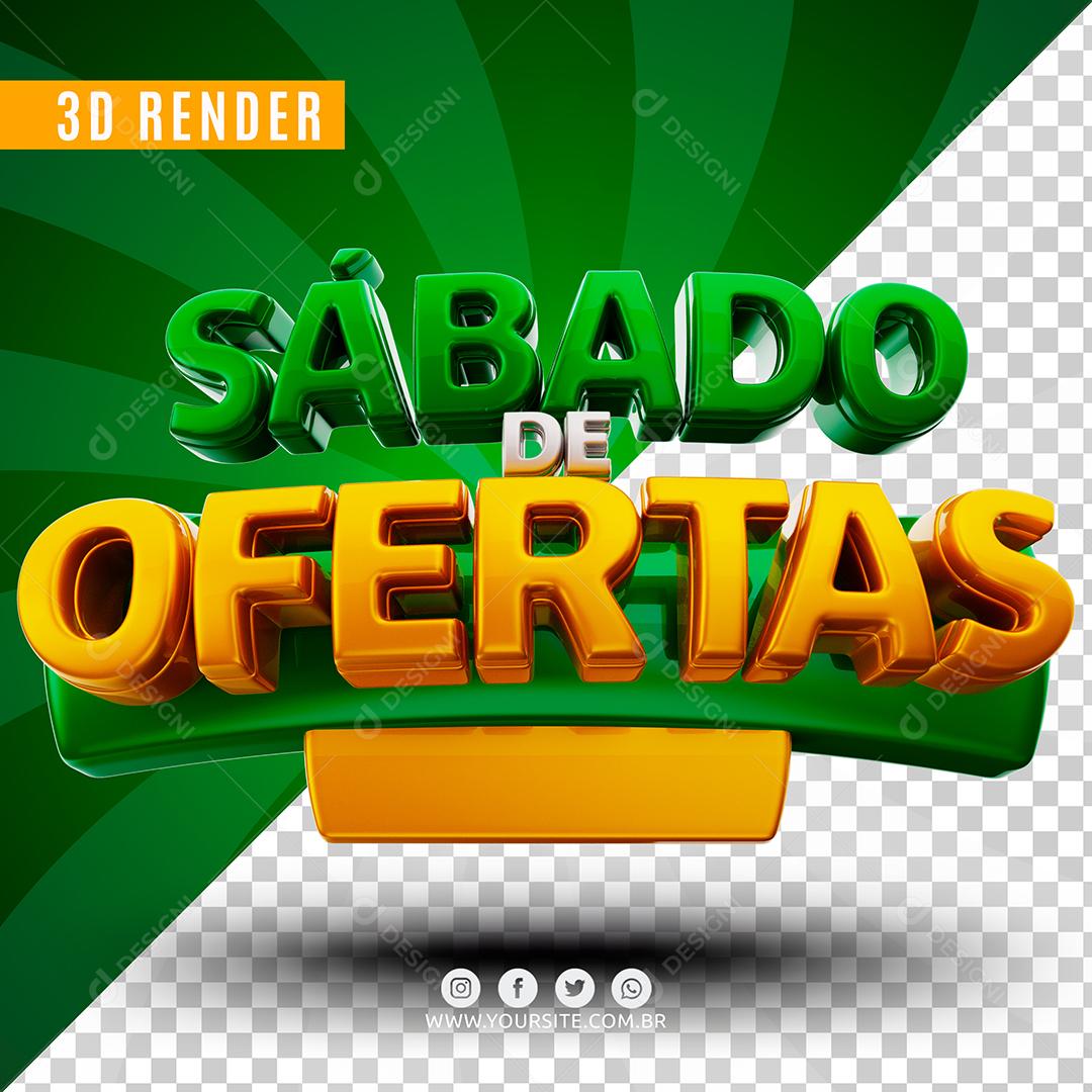 Sábado de Ofertas Verde e Amarelo Selo 3D Para Composição PSD