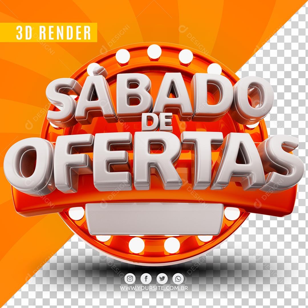 Sábado de Ofertas Branco Selo 3D Para Composição PSD