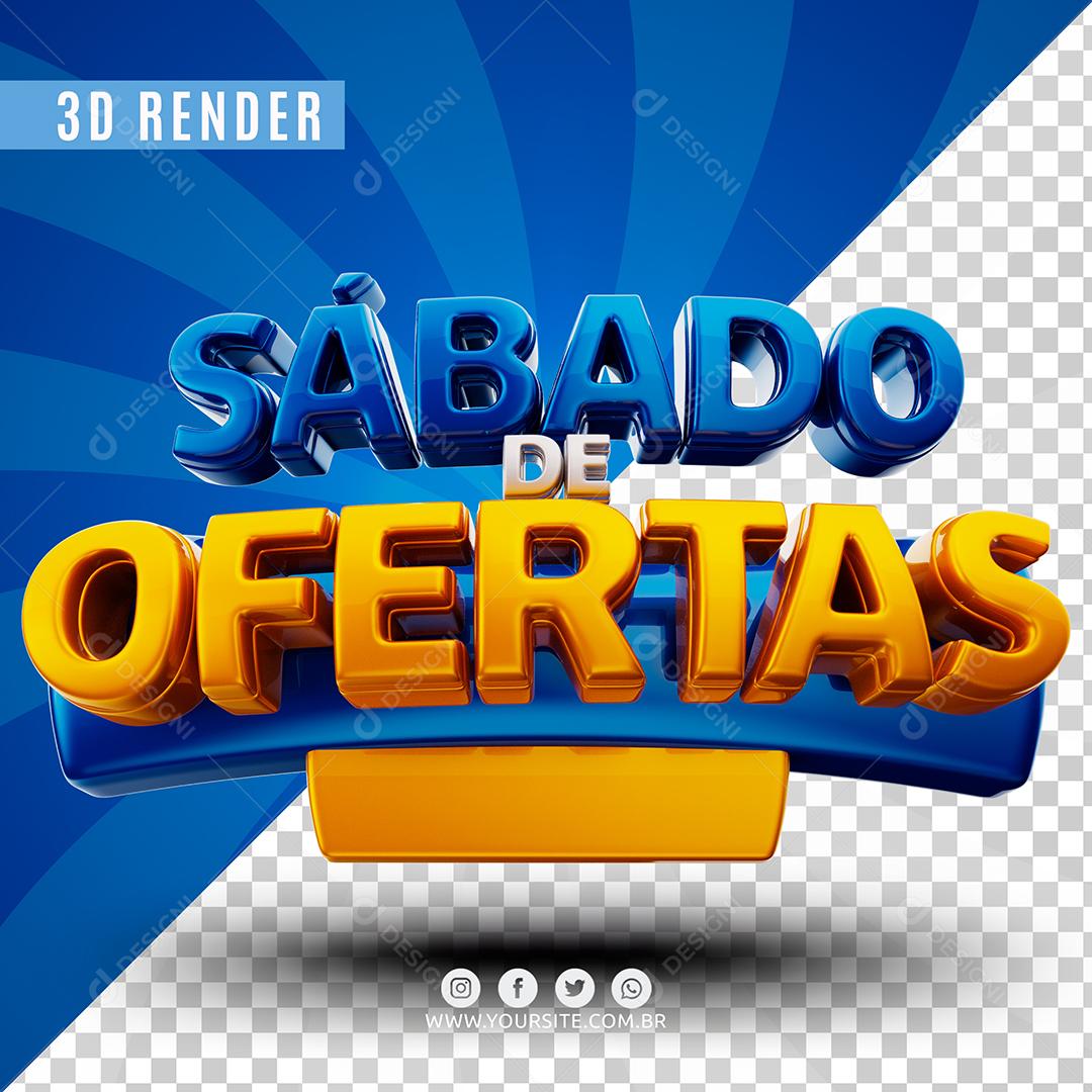 Sábado de Ofertas Azul e Amarelo Selo 3D Para Composição PSD