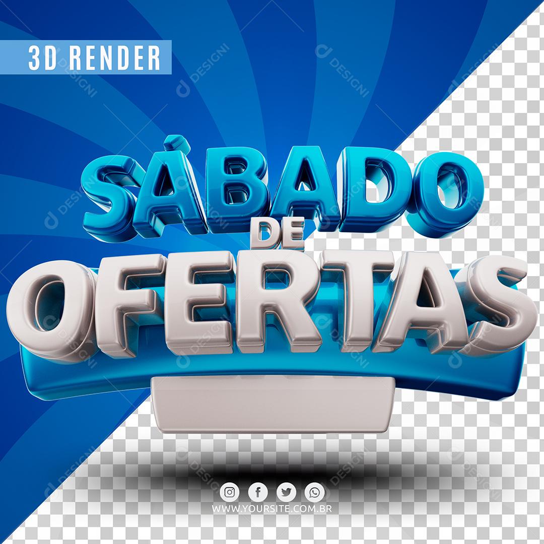 Sábado de Ofertas Azul e Branco Selo 3D Para Composição PSD