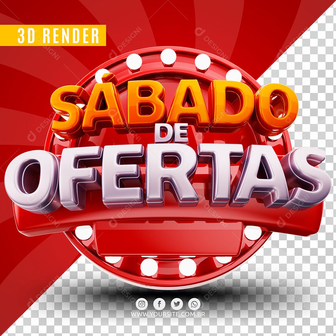 Sábado de Ofertas Dourado e Branco Selo 3D Para Composição PSD
