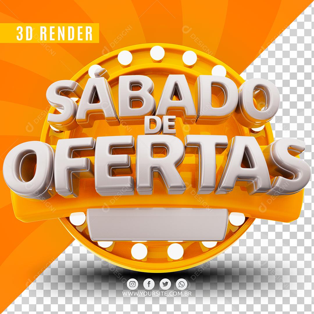 Sábado de Ofertas Amarelo Selo 3D Para Composição PSD