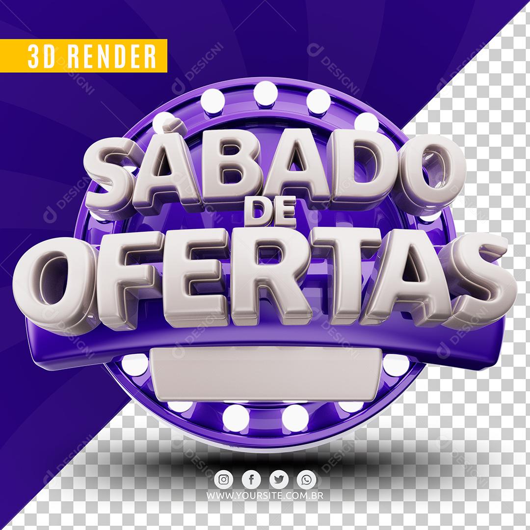 Selo 3D Sábado de Ofertas Roxo Para Composição PSD