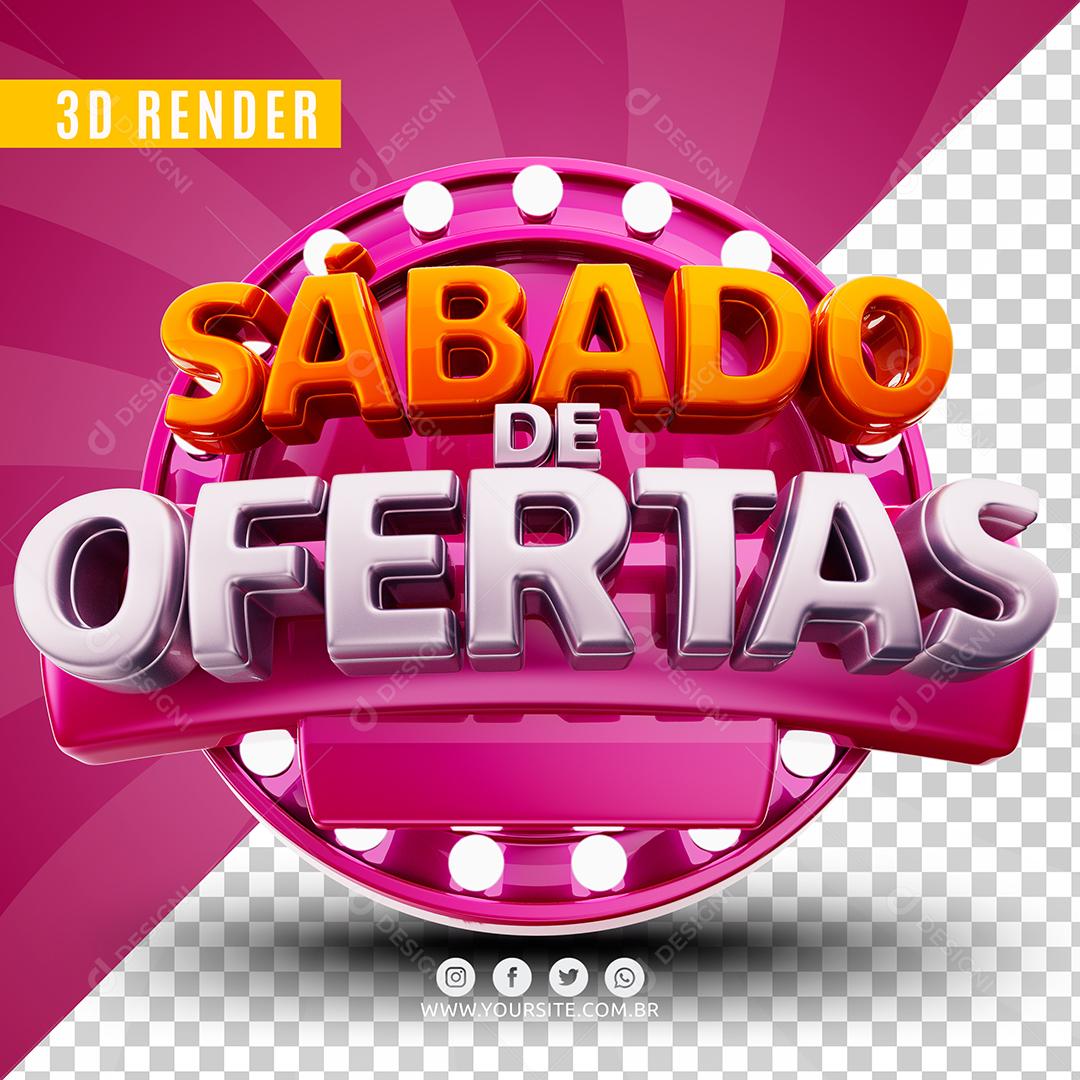 Selo 3D Sábado de Ofertas Dourado e Branco Para Composição PSD