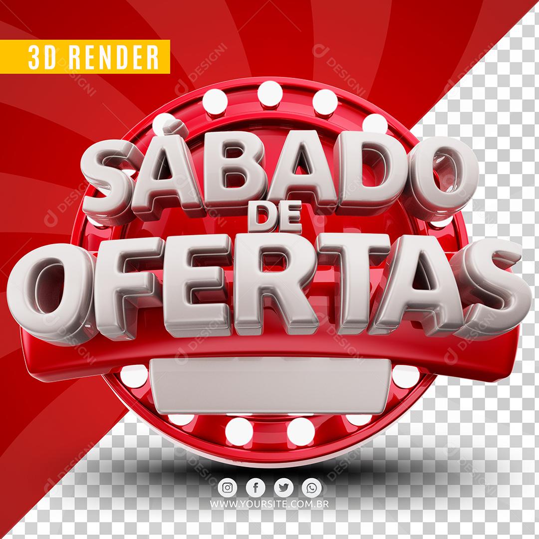 Selo 3D Sábado de Ofertas Branco Para Composição PSD