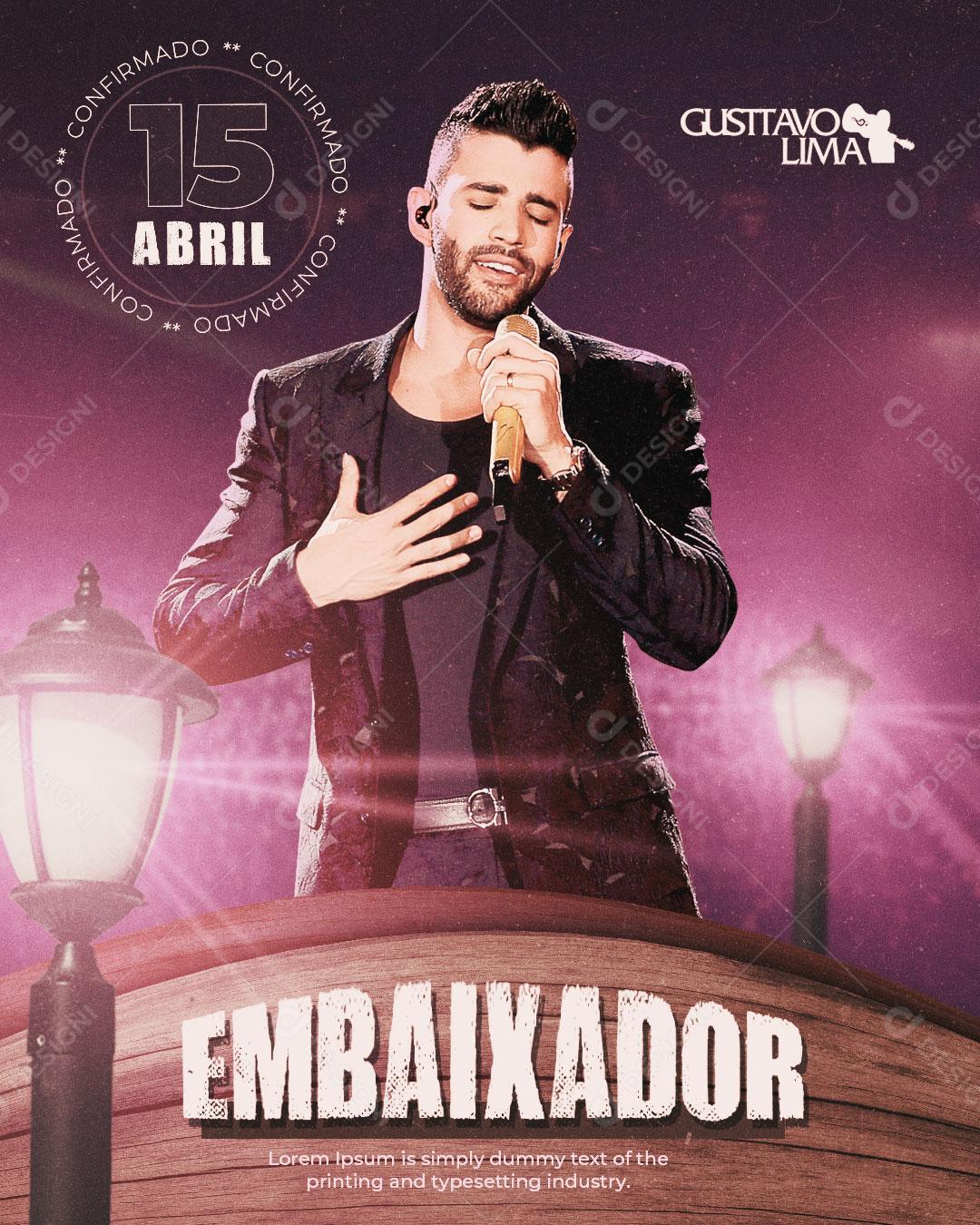 Flyer Evento Festa Gusttavo Lima Sertanejo Social Media PSD Editável