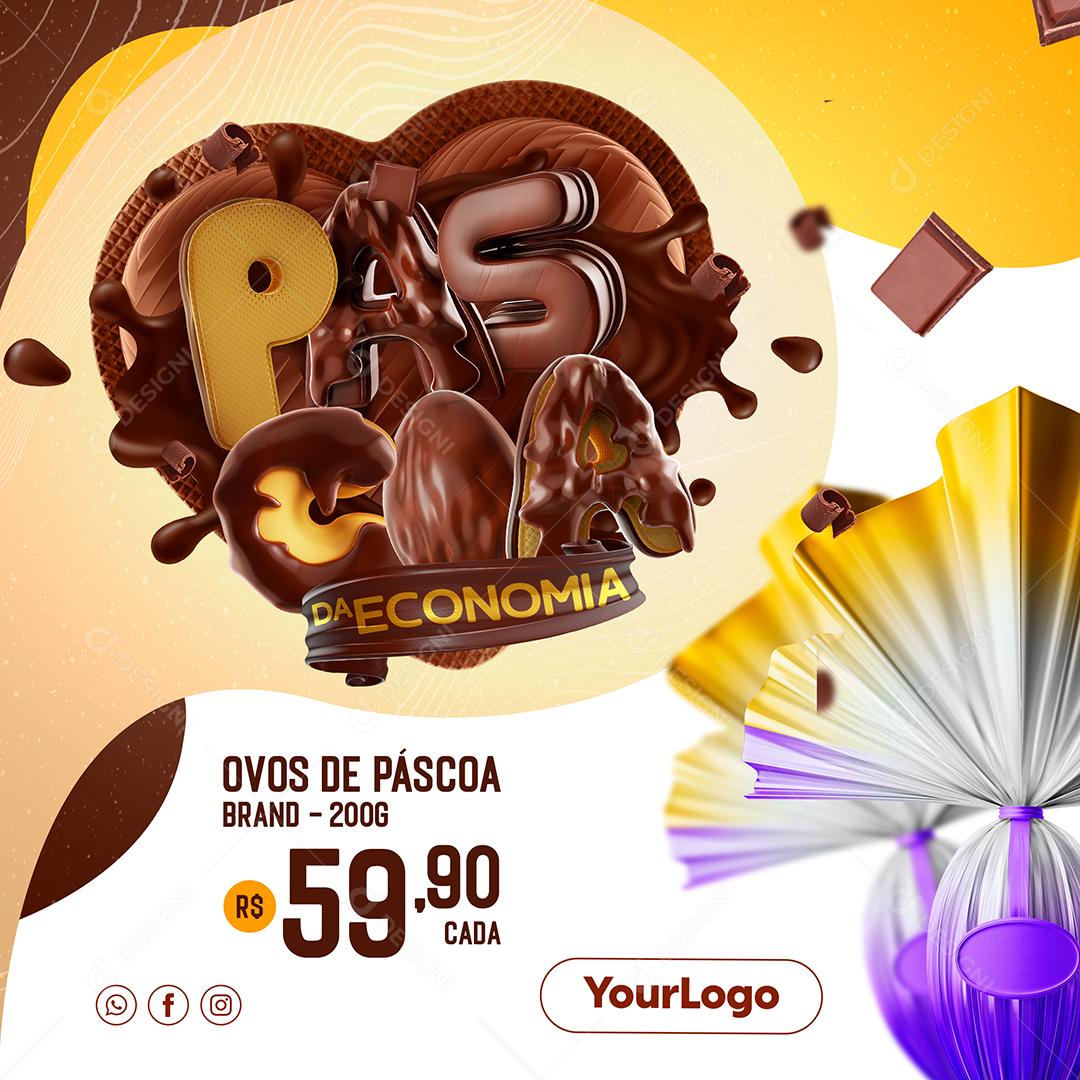 Social Media Páscoa da Economia Ovos de Páscoa PSD Editável