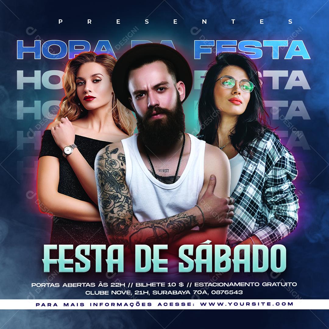 Festa de Sábado Flyers Social Media PSD Editável