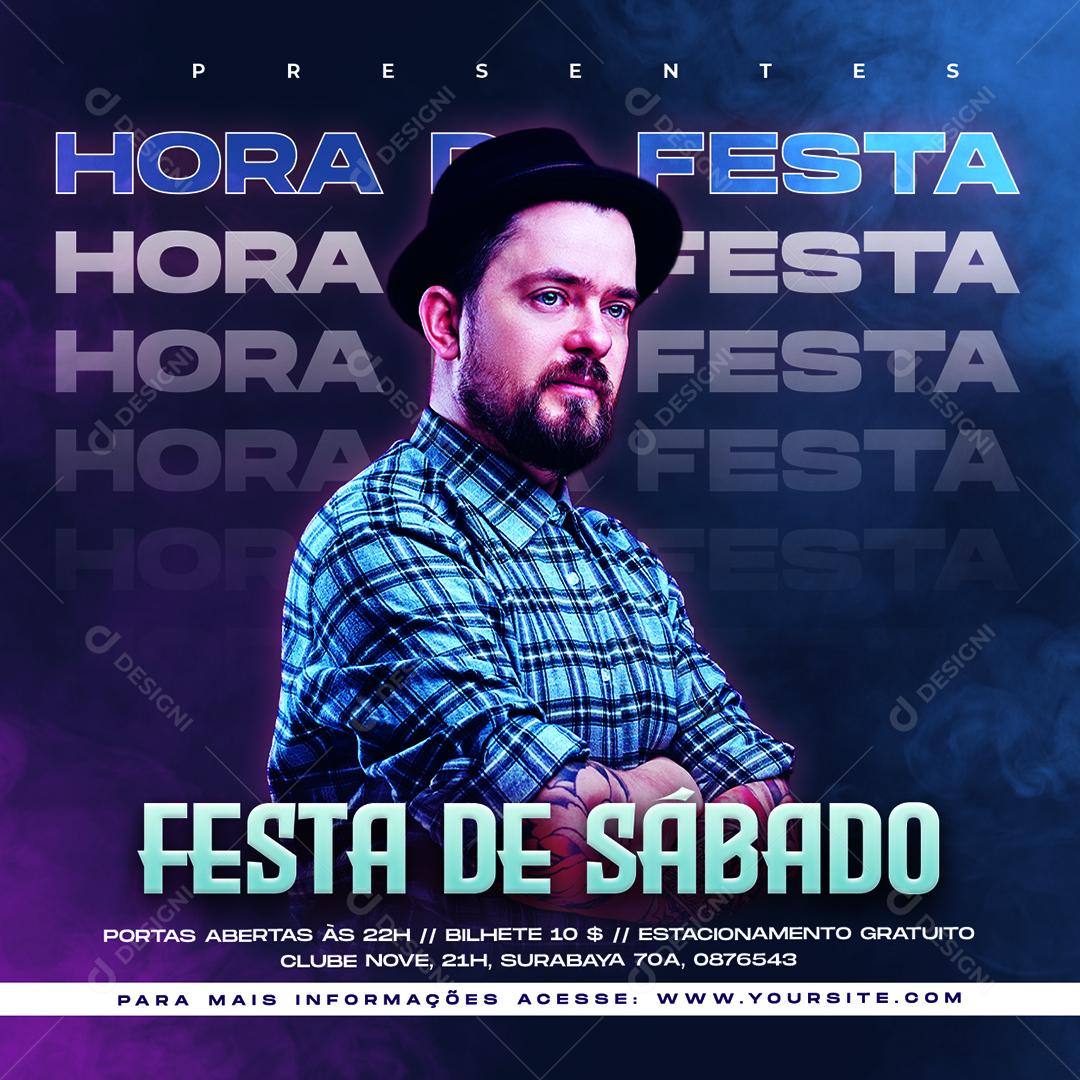 Festa de Sábado Flyer Social Media PSD Editável