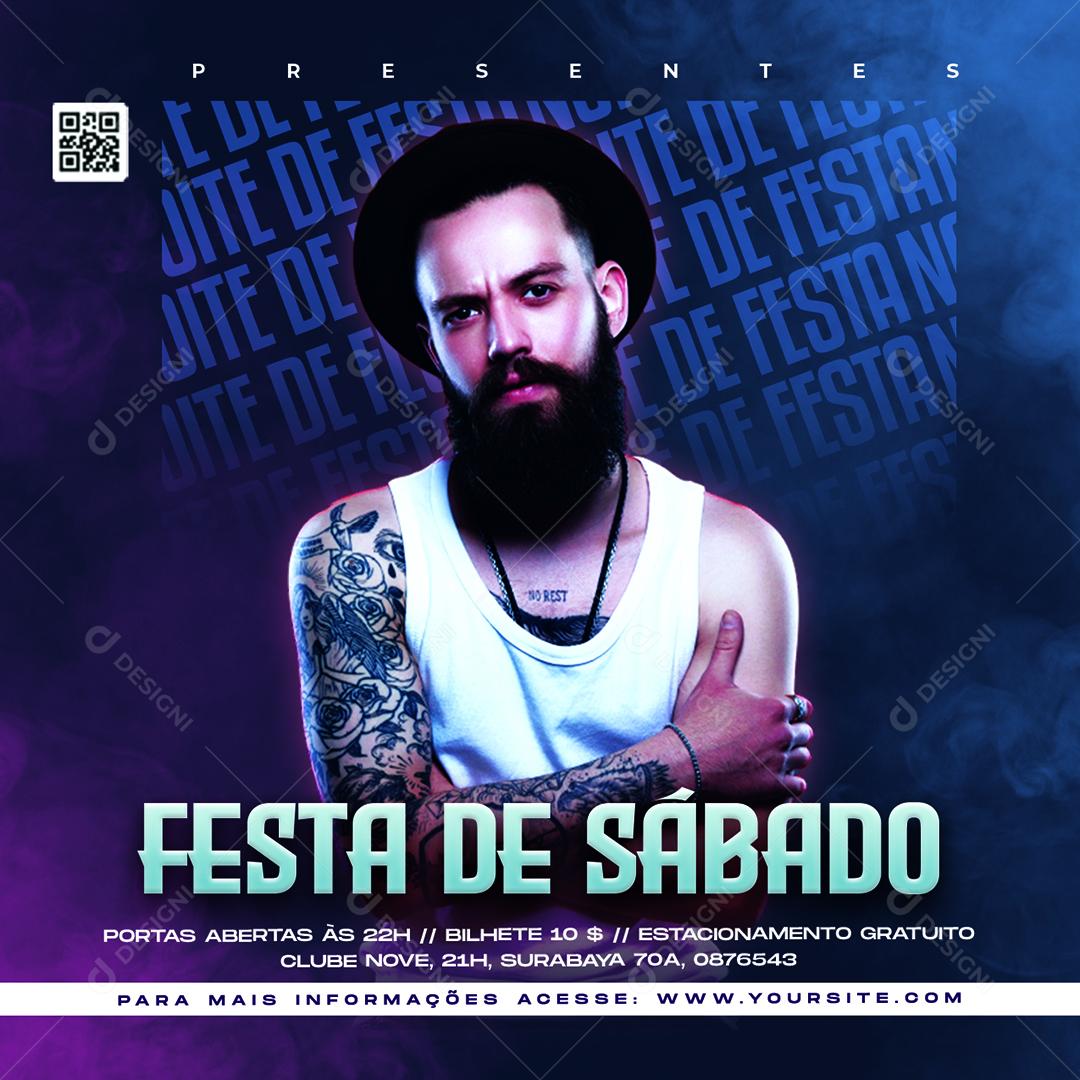 Social Media Festa de Sábado Flyers PSD Editável