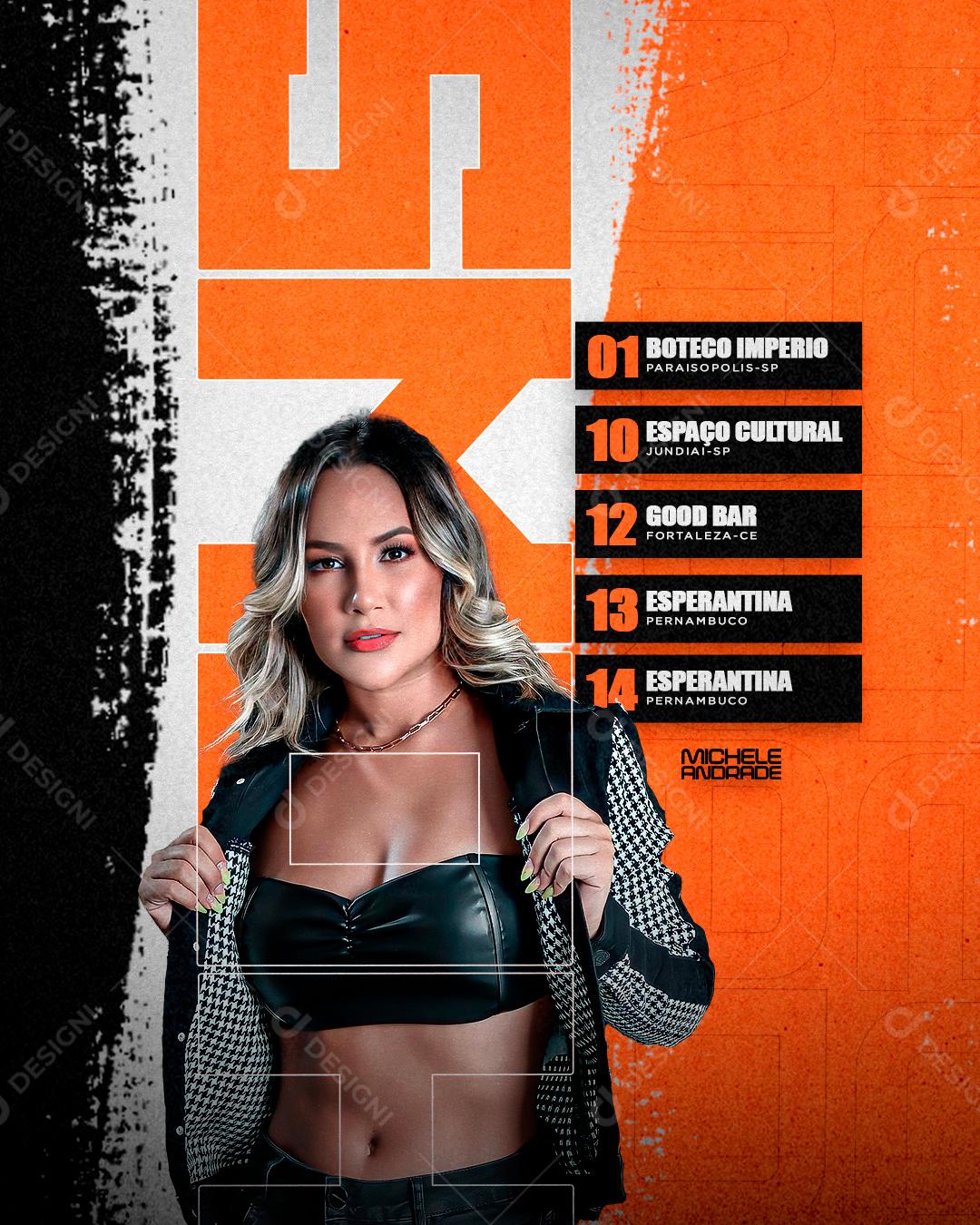 Social Media Shows Michele Andrade Flyer PSD Editável