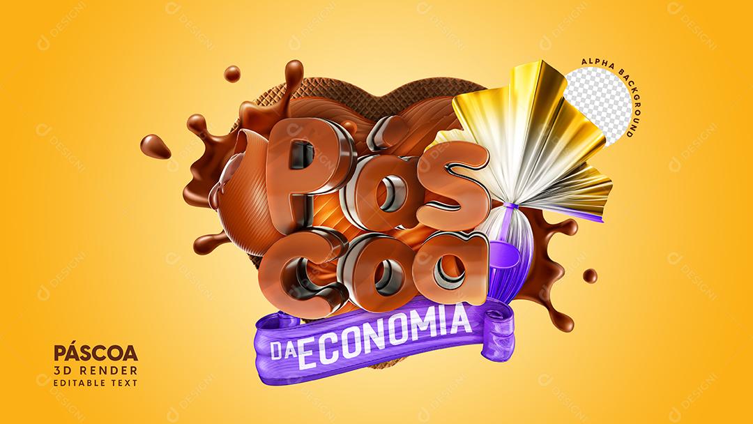 Selo 3D Páscoa da Economia Para Composição PSD