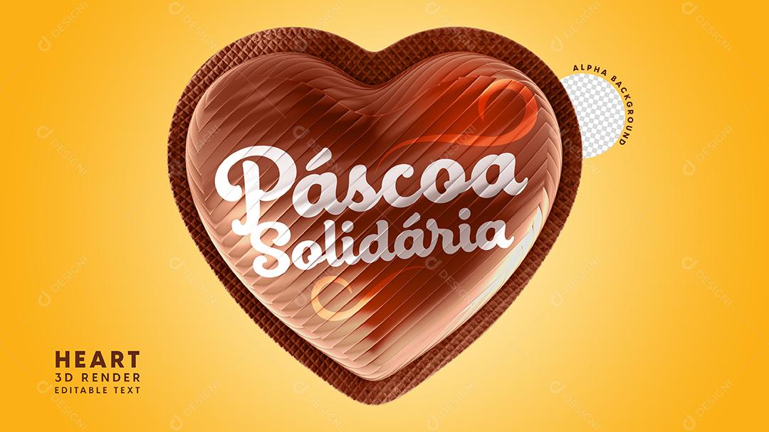 Selo 3D Páscoa Solidária Para Composição PSD