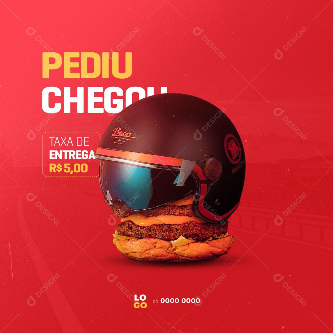 Social Media Delivery Comida Bebidas Pediu Chegou PSD Editável