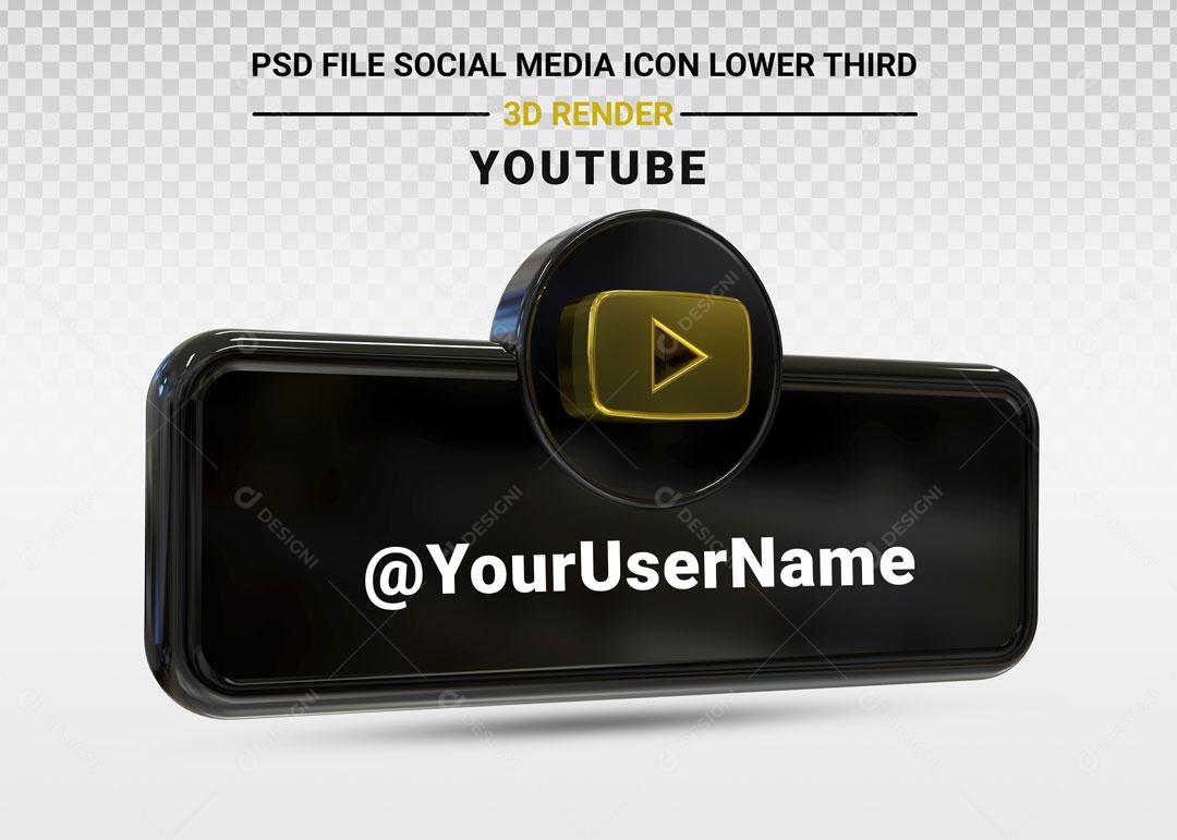 Elemento 3D Para Composição Redes Sociais Placa Youtube PSD Editável