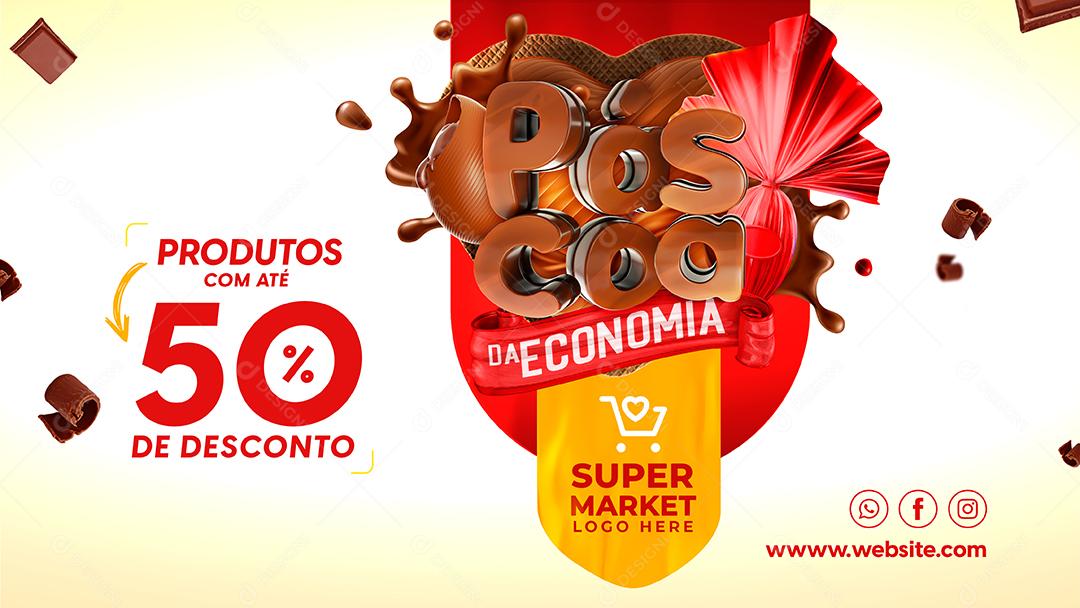 Social Media Páscoa da Economia Produtos Com Até 50% De Desconto PSD Editável