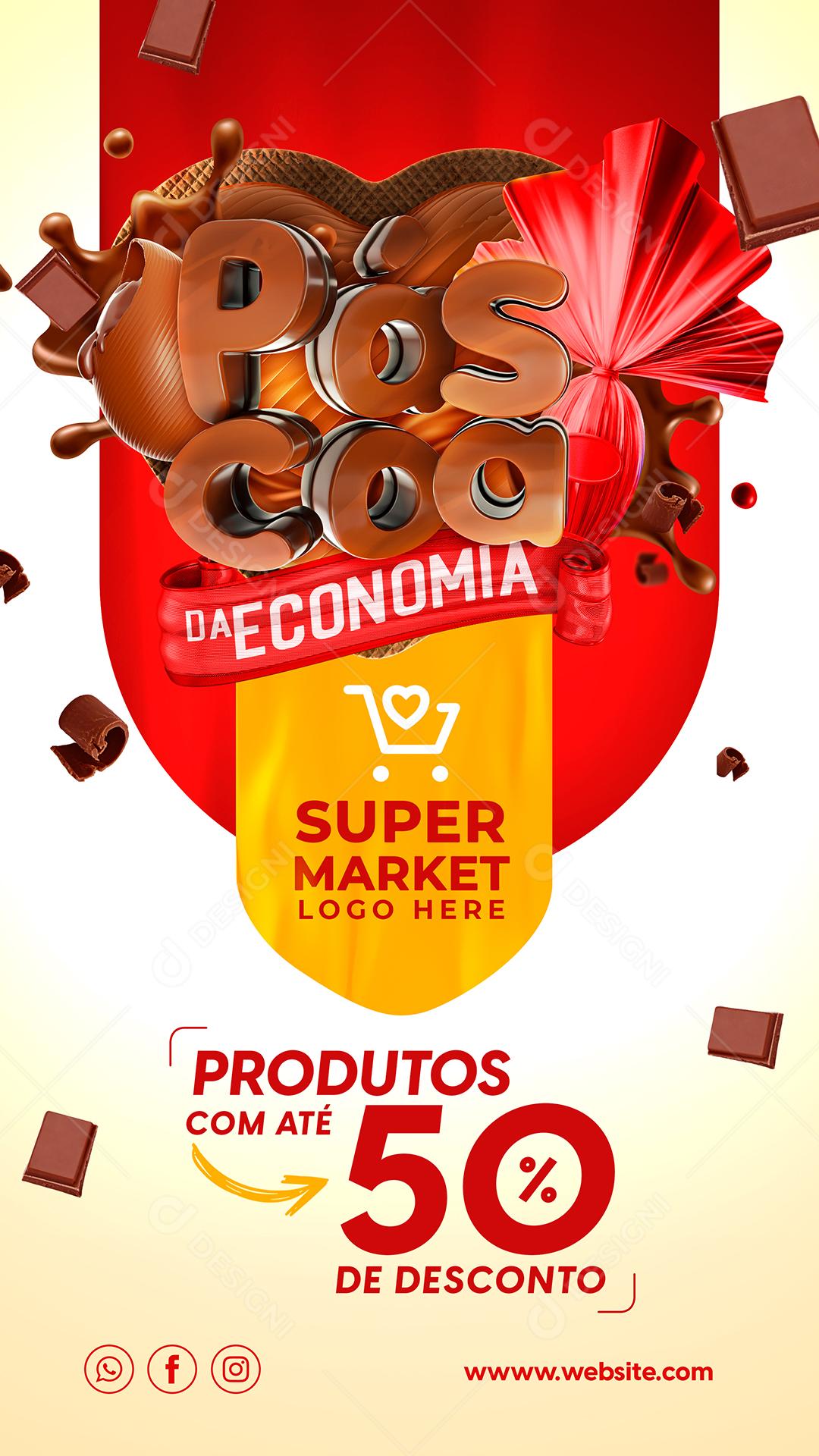 Páscoa da Economia Produtos Com Até 50% De Desconto Social Media PSD Editável