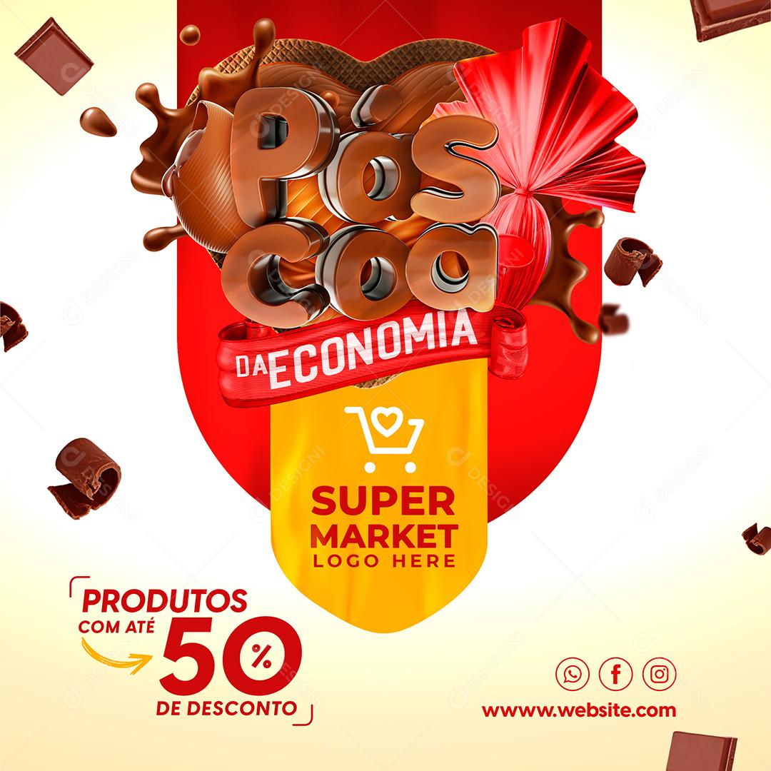 Páscoa da Economia Produtos Com Até 50% De Desconto Social Media PSD Editável