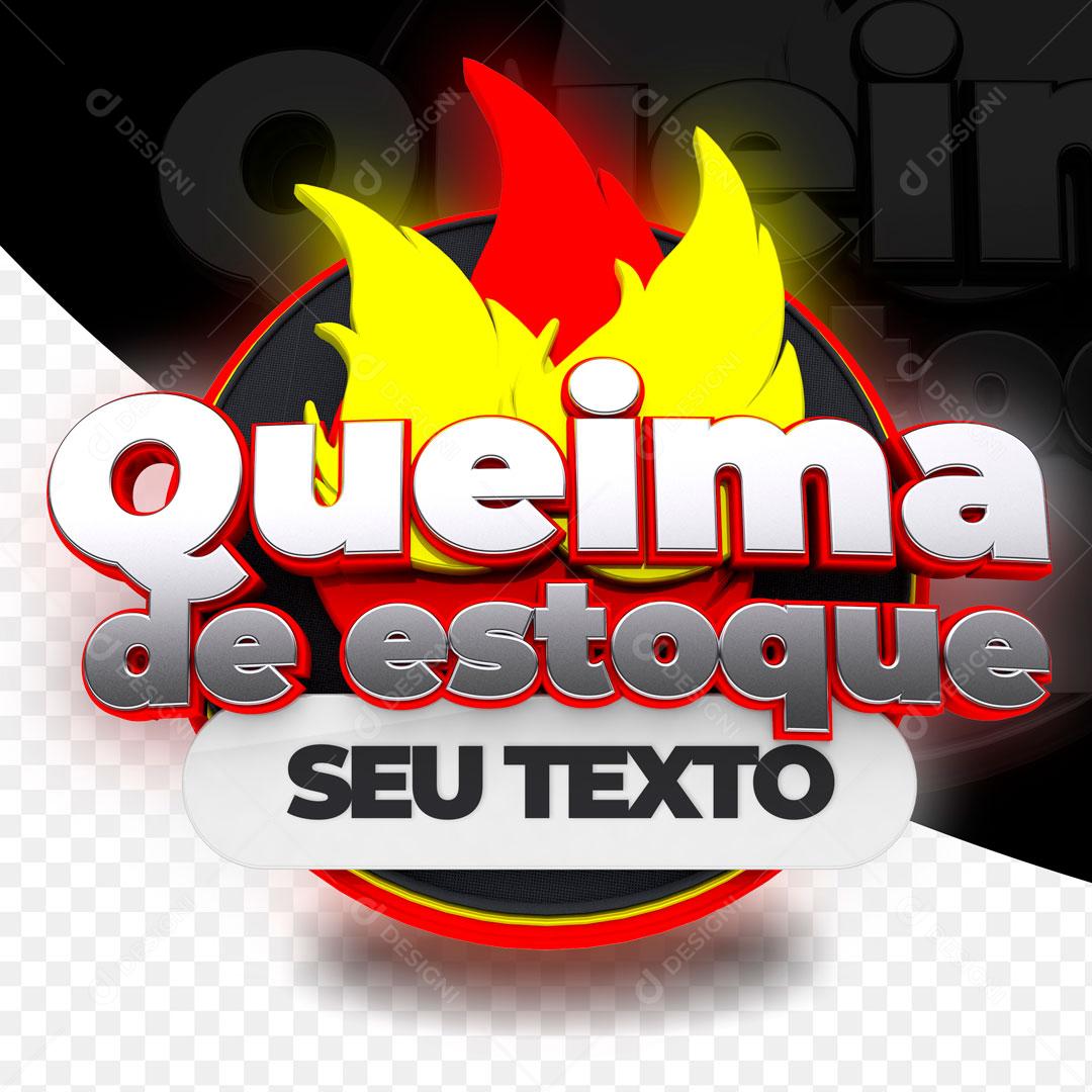 Selo 3D Queima Estoque Compras Ofertas PSD Editável